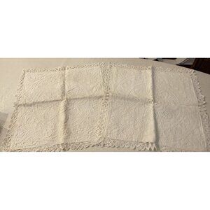 Pair Battenburg Lace Euro Shams Pillow Cases Covers 17” Sq White
